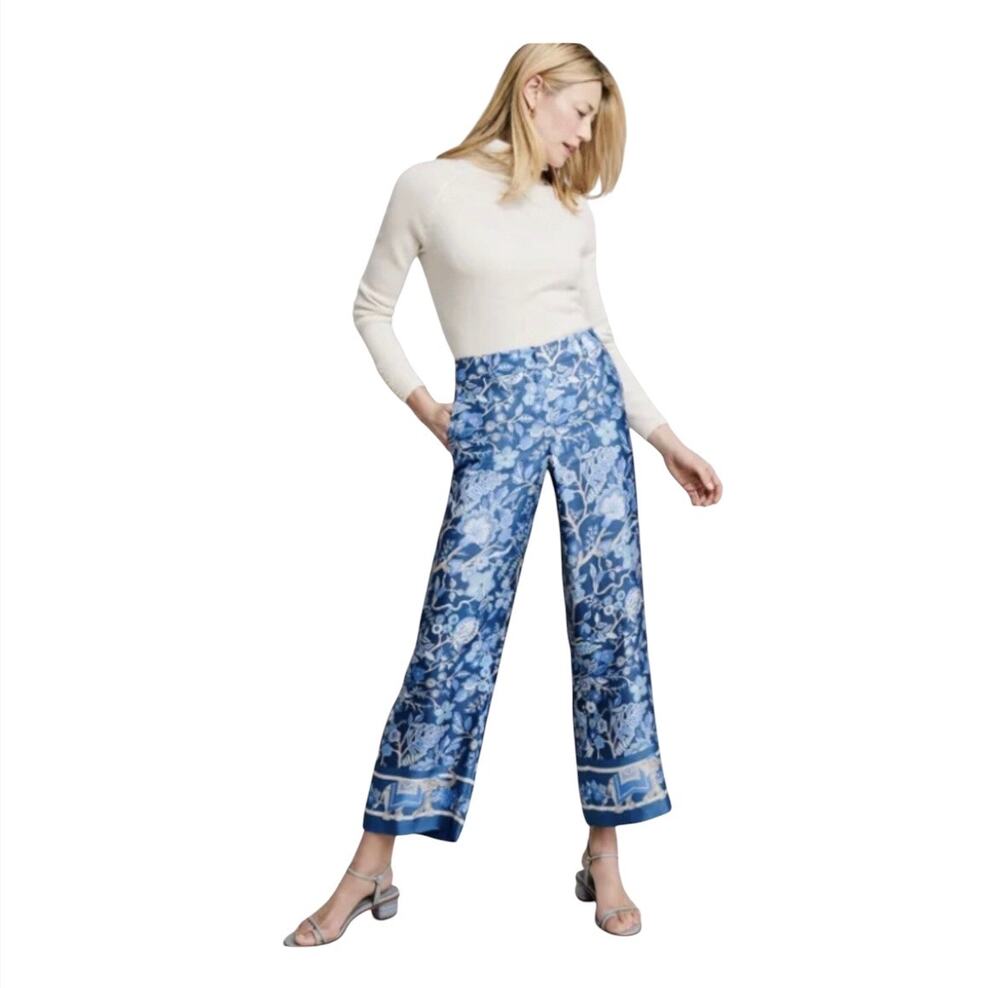 J. McLaughlin Pants 10 Blue Women Silk Blend